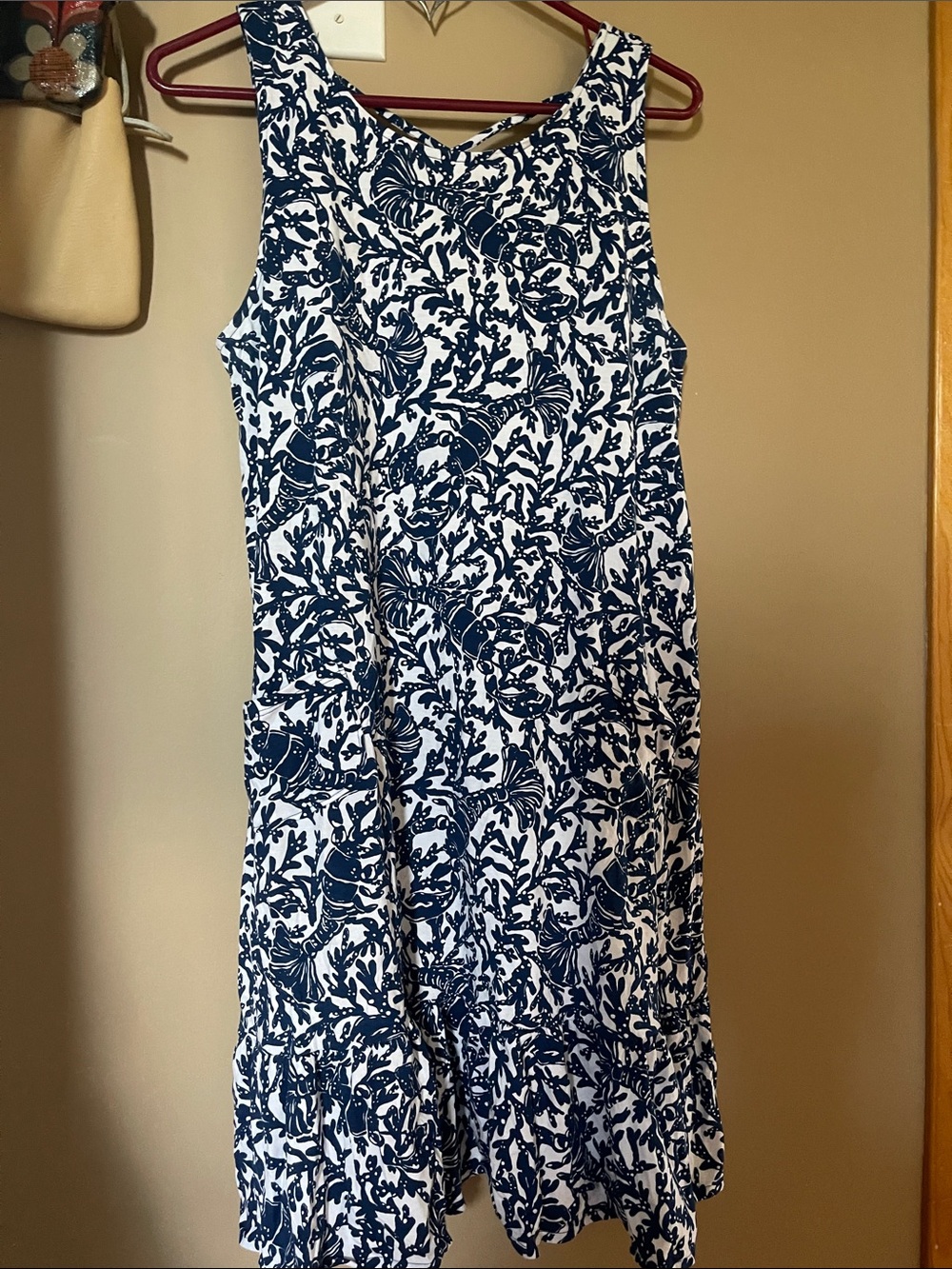 Lilly Pulitzer Navy & White Floral Lovster Sleeveless Sundress
